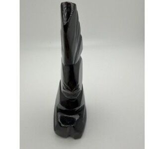 Abstract Obsidian Stone Carved Sculpture Modern Black Geometric Decor Art Piece